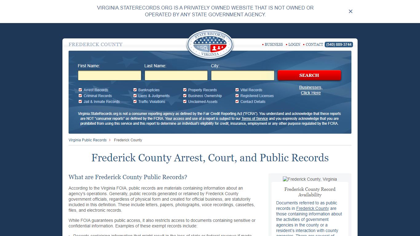 Frederick County Arrest, Court, and Public Records