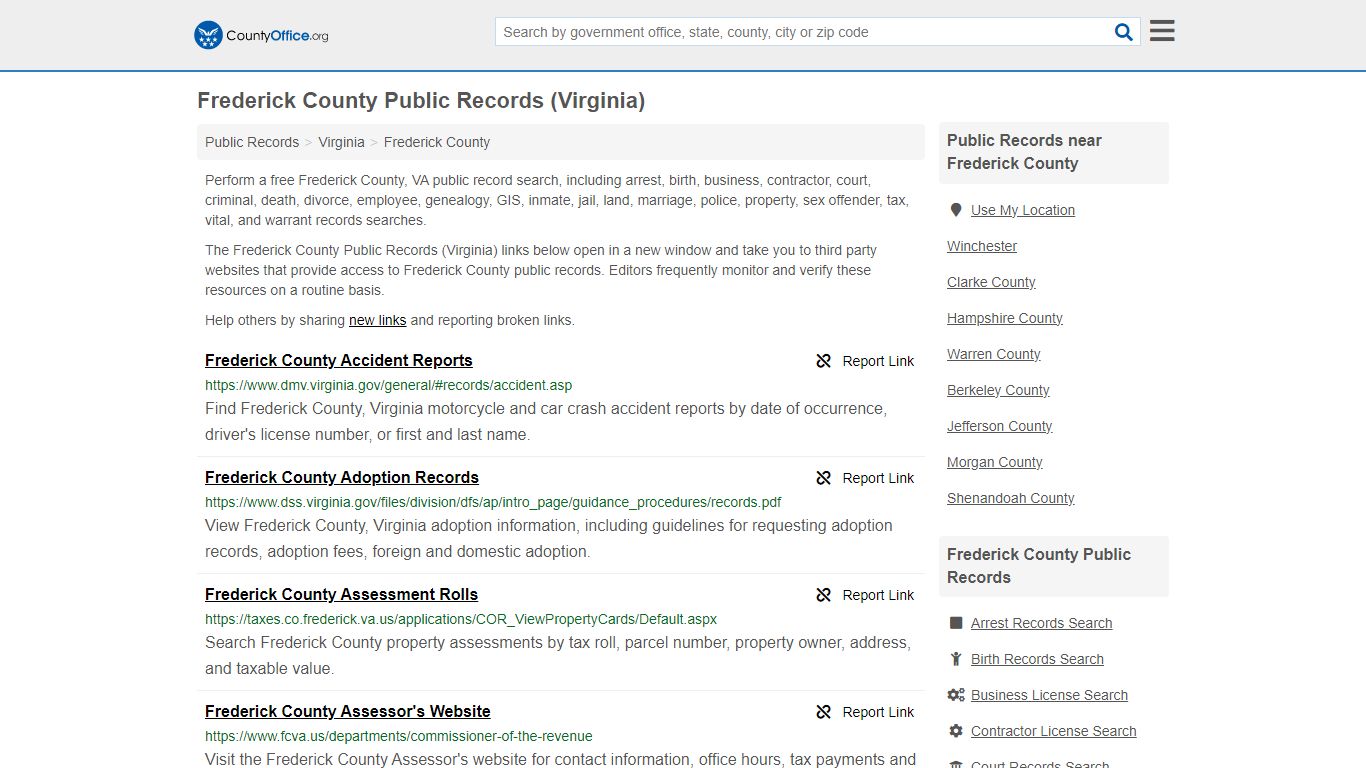 Public Records - Frederick County, VA (Business, Criminal, GIS ...