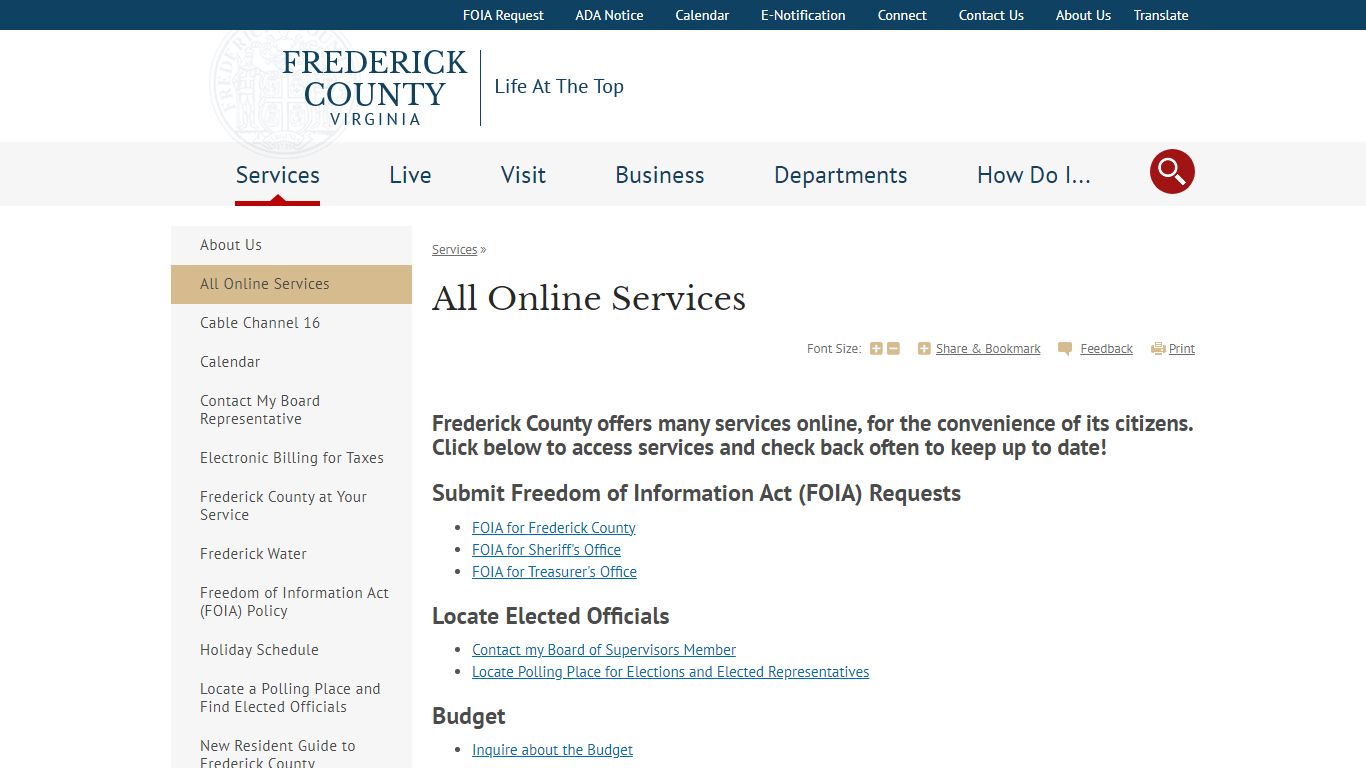 All Online Services | Frederick County