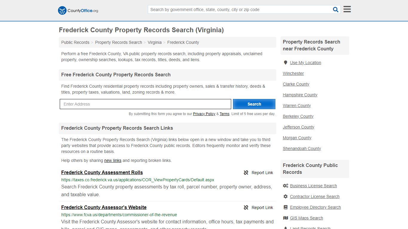 Frederick County Property Records Search (Virginia) - County Office