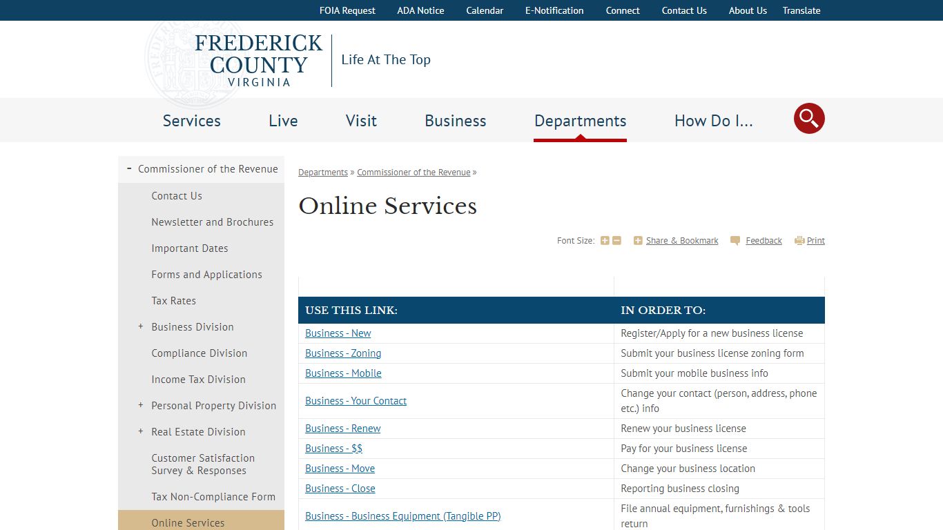 Online Services - Frederick County, Virginia